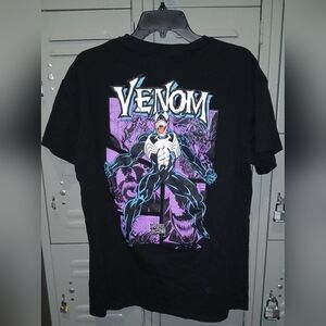 Marvel Venom T-Shirt Black Graphic Tee Fang Logo Front Back SZ XL